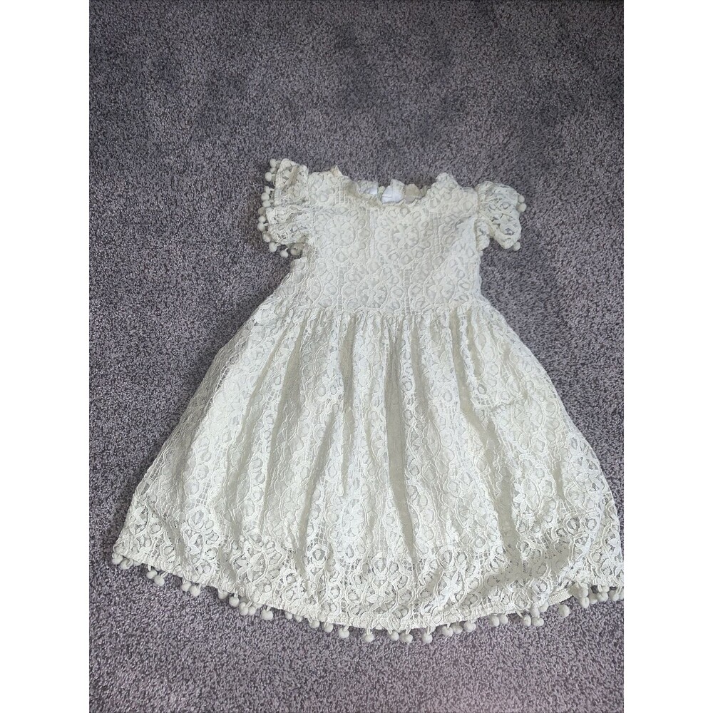2Bunnies Girls 3T Green Lace Short Sleeve Dress